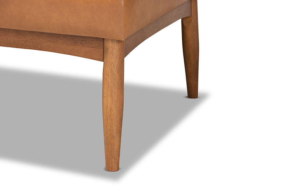 Baxton Studio Arvid Mid-Century Modern Tan Faux Leather Upholstered and Walnut Brown Finished Wood 3-Piece Dining Nook Set