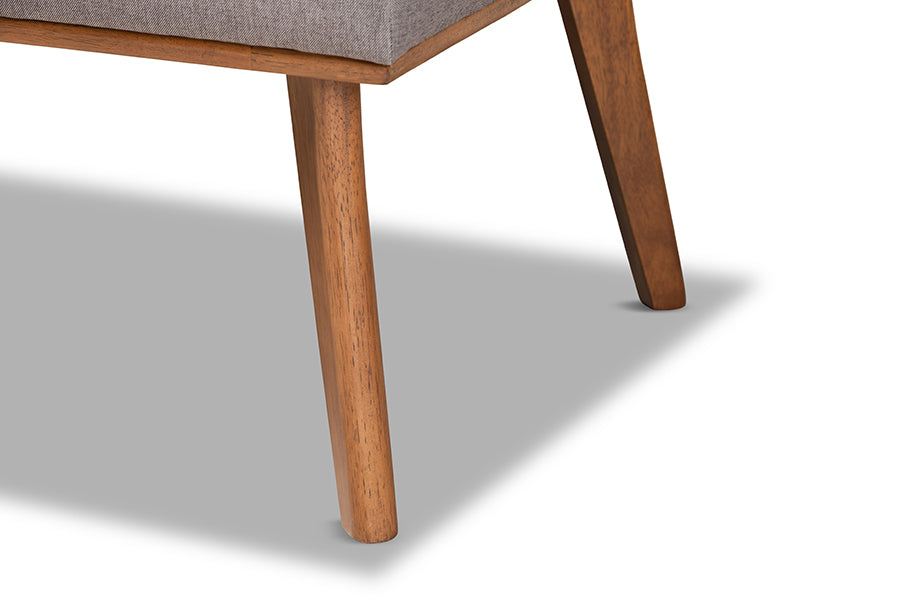Baxton Studio Odessa Mid-Century Modern Grey Fabric Upholstered and Walnut Brown Finished Wood 3-Piece Dining Nook Set