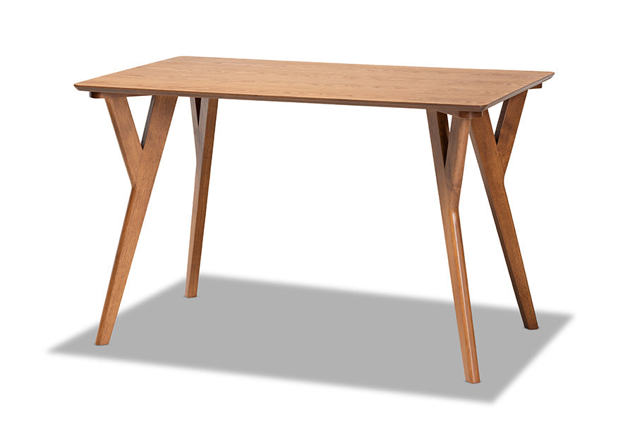 Baxton Studio Odessa Mid-Century Modern Grey Fabric Upholstered and Walnut Brown Finished Wood 5-Piece Dining Nook Set