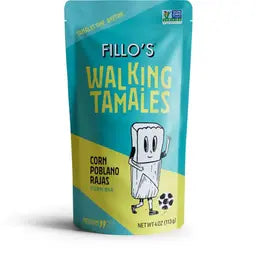 Fillo's Tamales, Corn Poblano Rajas, 4 oz (Pack of 7), Authentic Mexican Flavor