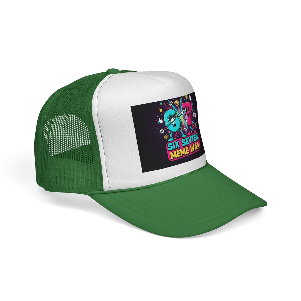 Trucker Cap - 'Six Seven Meme War' Colorful Retro Gaming Snapback