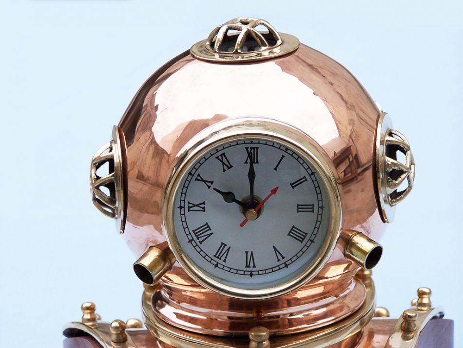 Copper Decorative Divers Helmet Clock 12""