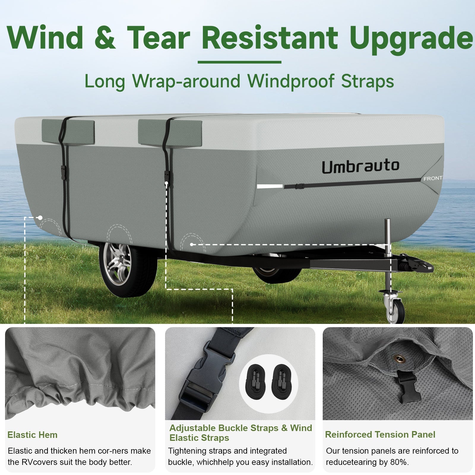 Umbrauto Pop Up Folding Camper Cover Upgraded 7 Layers Top 3 Layers Side,Grey