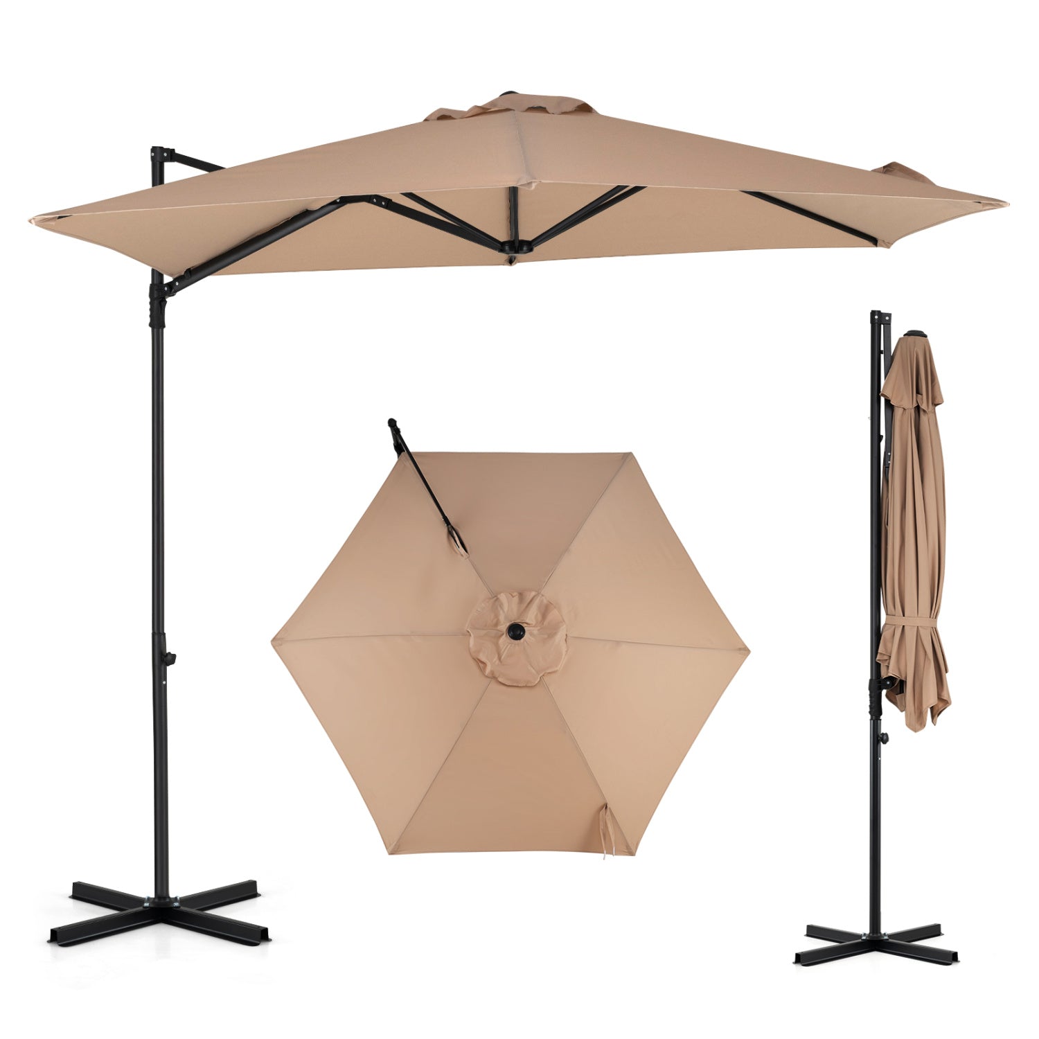 10 FT Cantilever Patio Umbrella with 360° Rotation