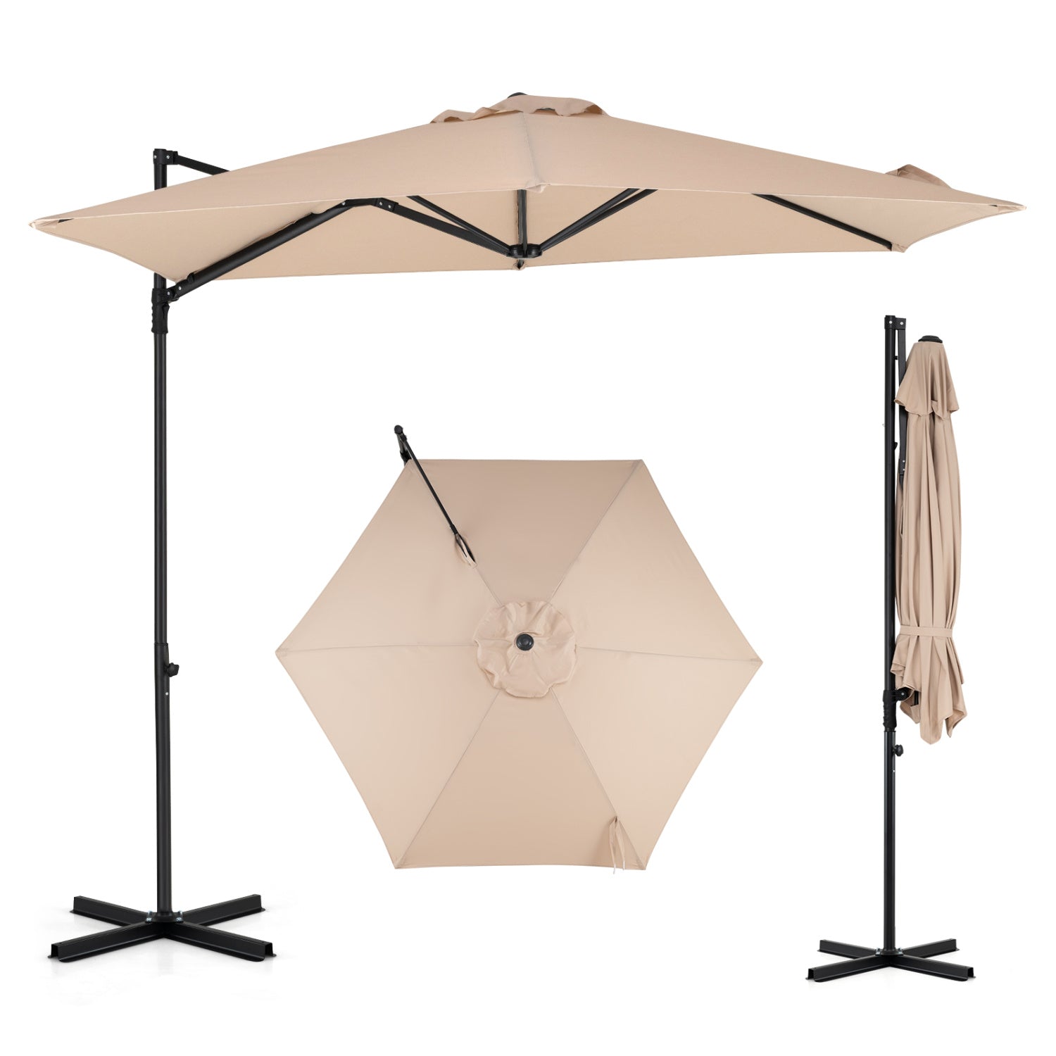 10 FT Cantilever Patio Umbrella with 360° Rotation