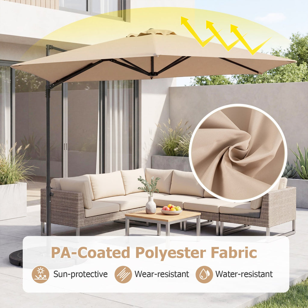 10 FT Cantilever Patio Umbrella with 360° Rotation