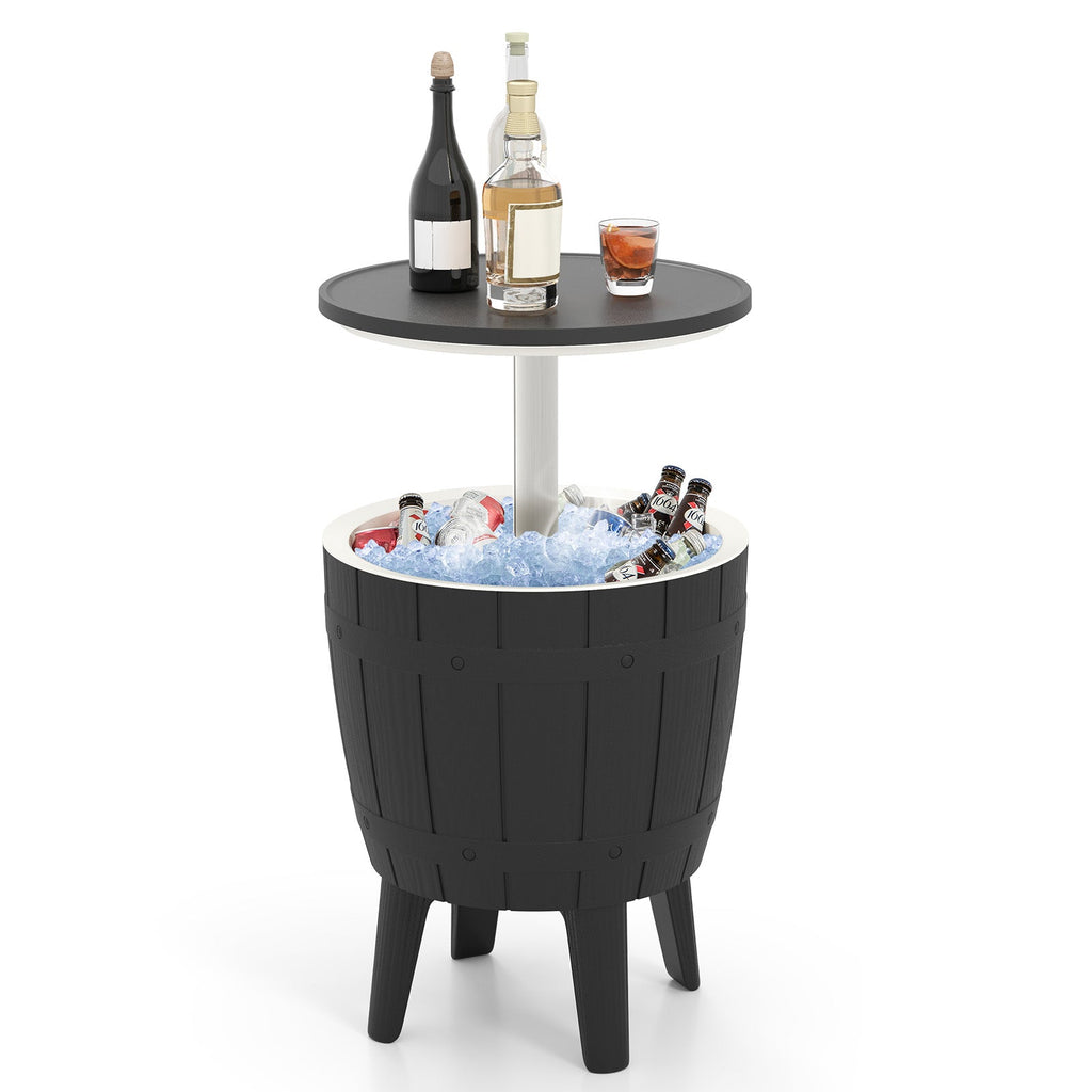 10 Gallon Cooler Bar Table Outdoor Coffee Table Ice Bucket with Telescopic Tabletop for Beer and Wine