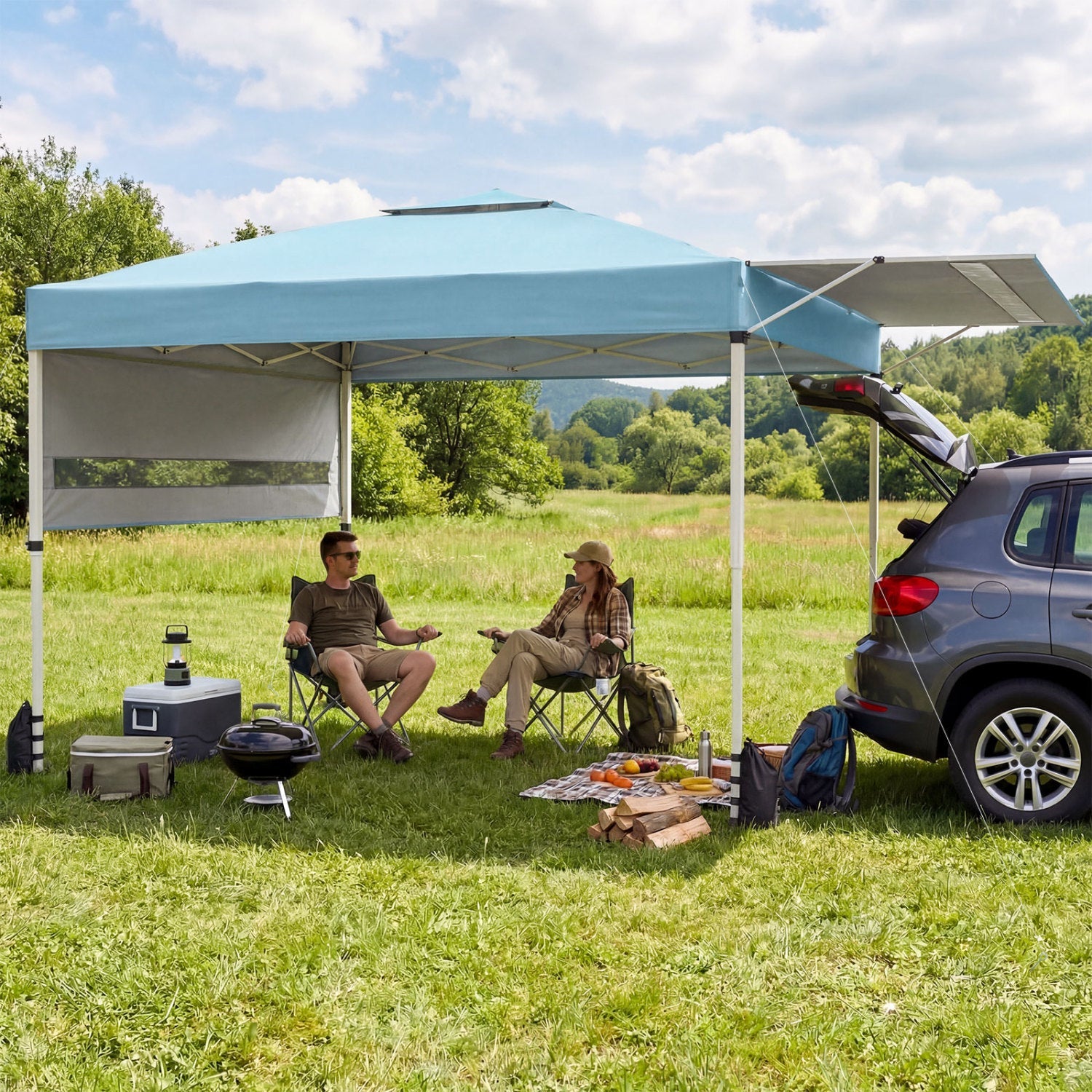 10 x 17 Feet Pop Up Canopy Tent with Dual Adjustable Awnings