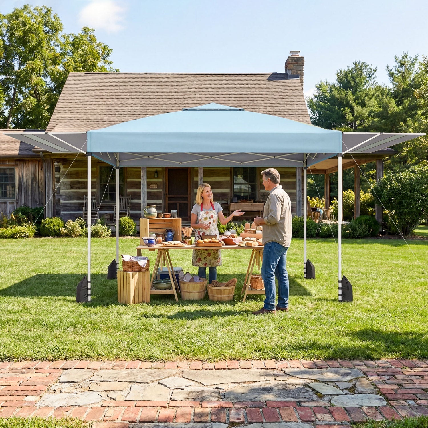 10 x 17 Feet Pop Up Canopy Tent with Dual Adjustable Awnings