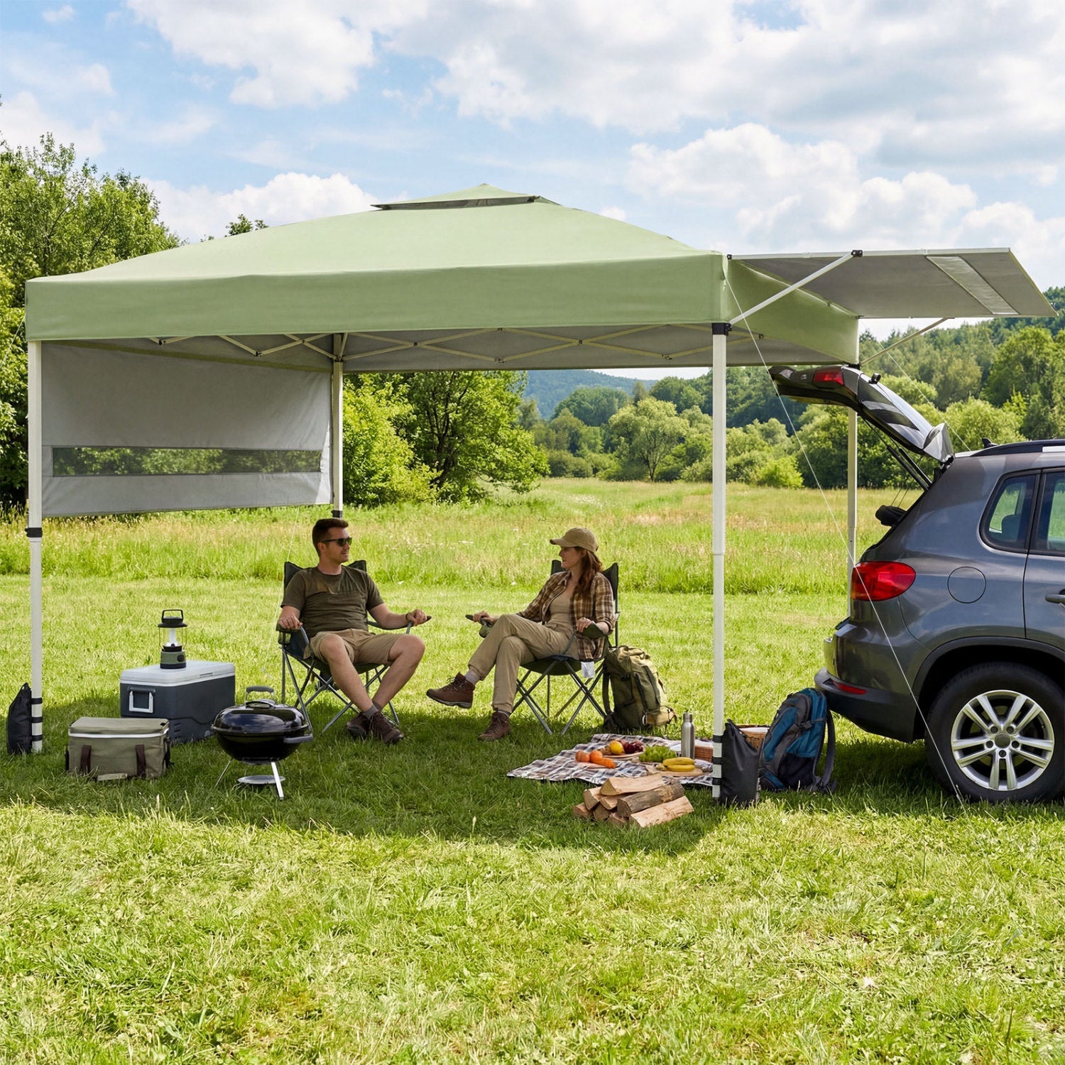 10 x 17 Feet Pop Up Canopy Tent with Dual Adjustable Awnings