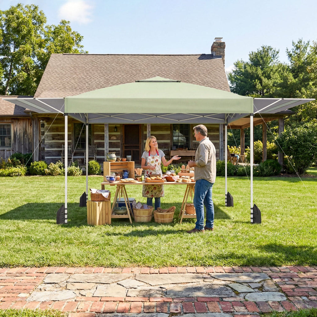 10 x 17 Feet Pop Up Canopy Tent with Dual Adjustable Awnings
