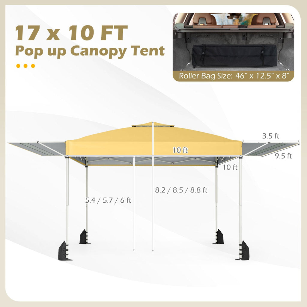 10 x 17 Feet Pop Up Canopy Tent with Dual Adjustable Awnings