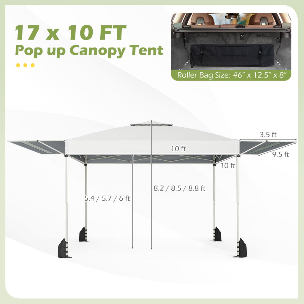 10 x 17 Feet Pop Up Canopy Tent with Dual Adjustable Awnings