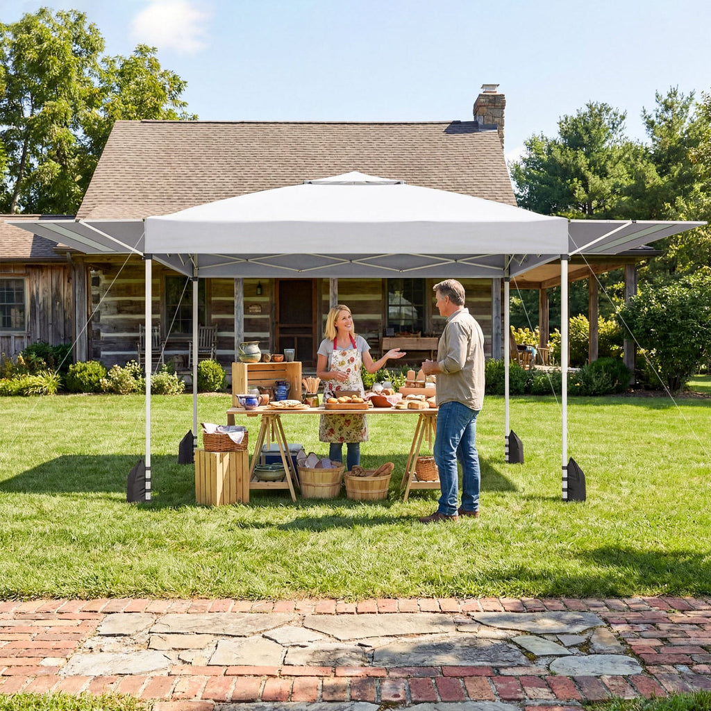 10 x 17 Feet Pop Up Canopy Tent with Dual Adjustable Awnings