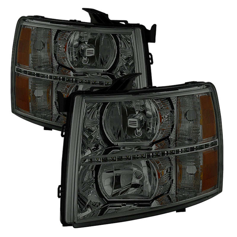 SPYDER xTune Chevy Silverado 1500 07-13 2500HD Crystal Headlights LED Design - Smoke HD-JH-CS07-LED-SM 9036101