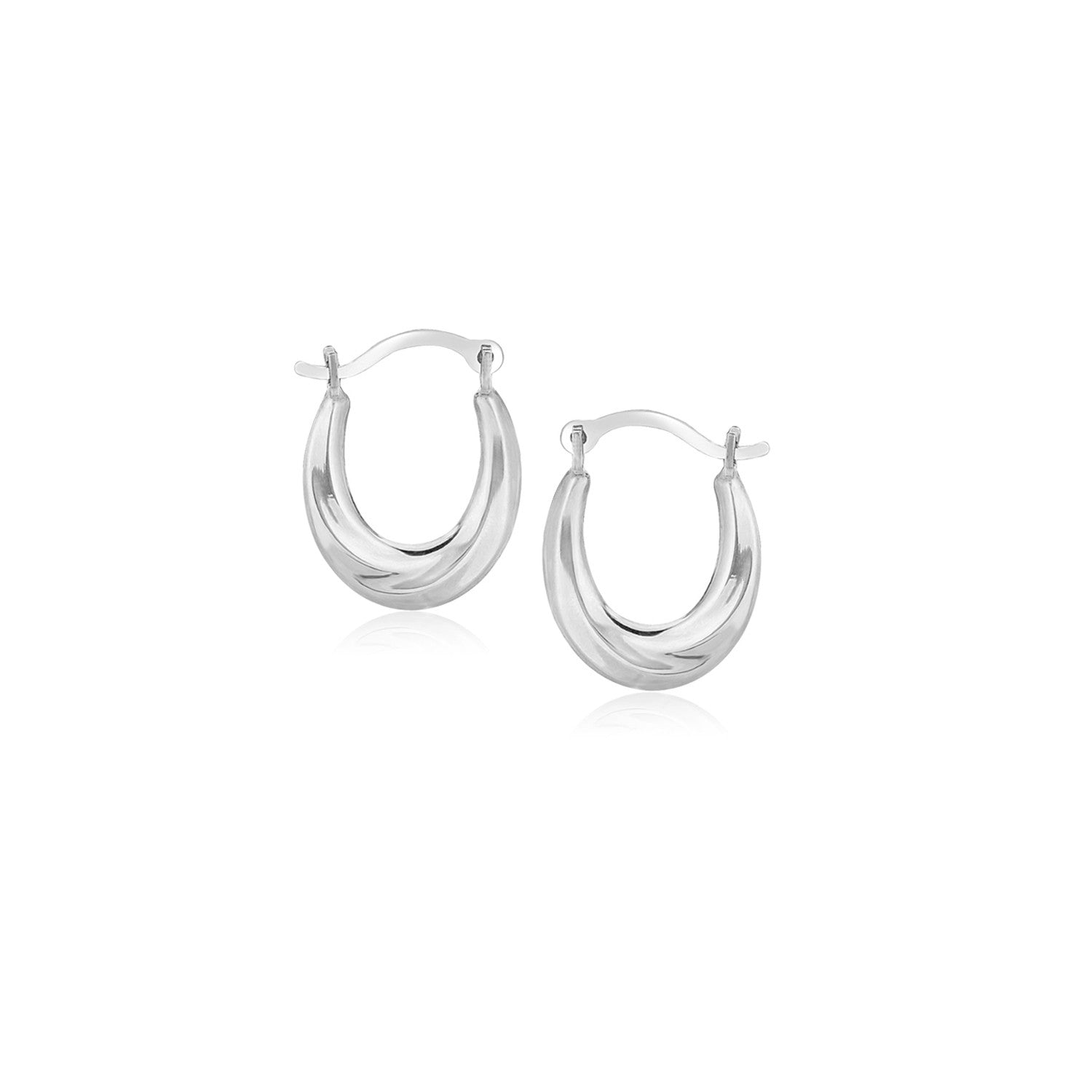 10k White Gold Oval Hoop Earrings - PhishStones Products