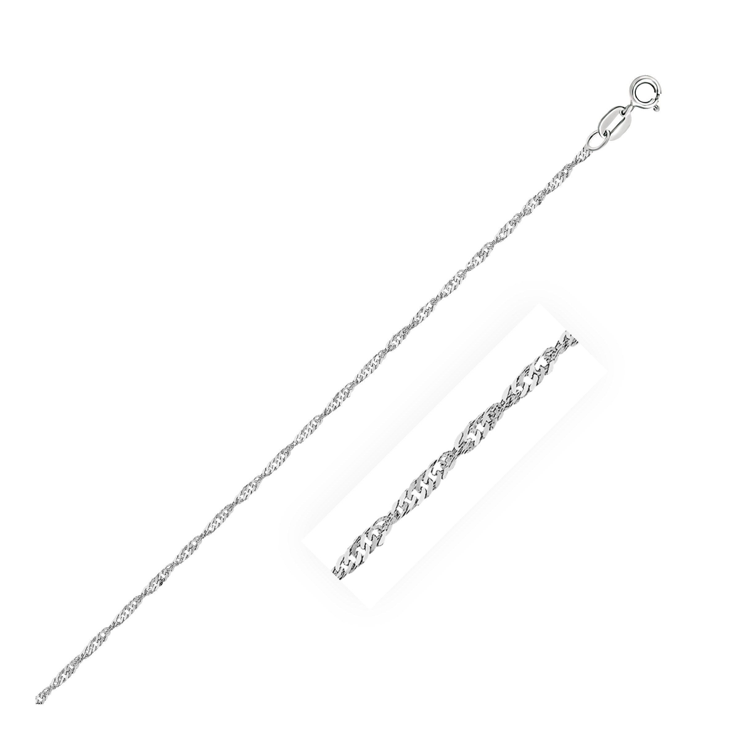 10k White Gold Singapore Bracelet 1.5mm - PhishStones Products