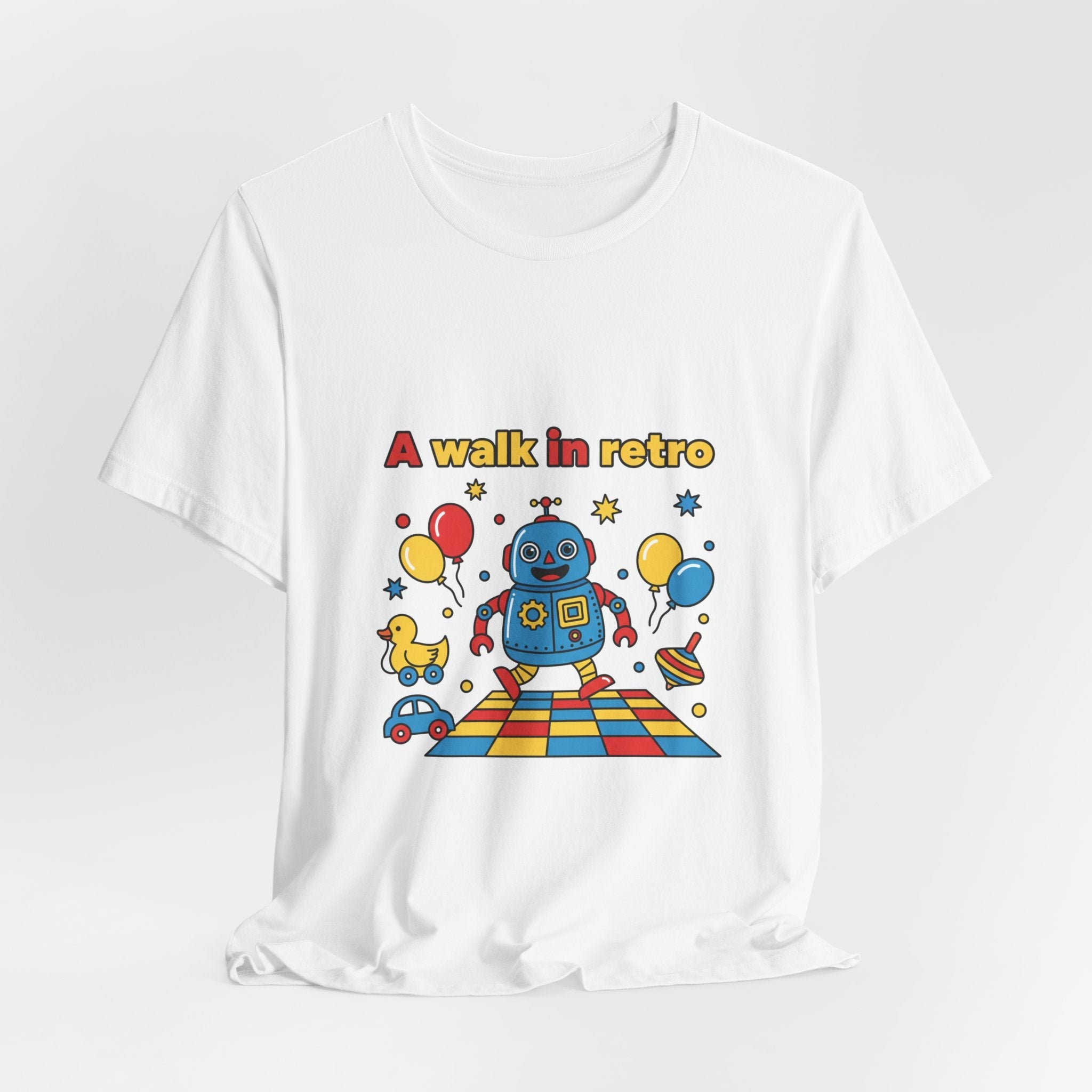 Retro Robot Toy Graphic Tee | Throwback Kid, Primary Colors