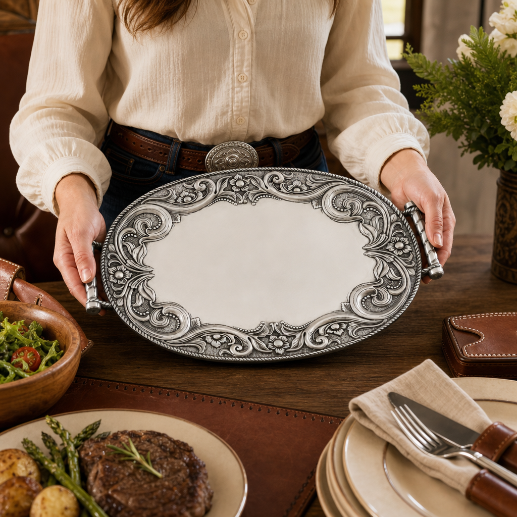 Western Leather Serving Tray