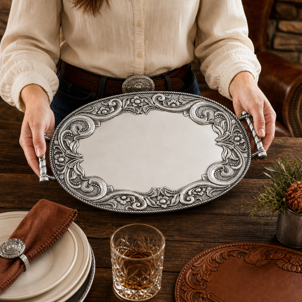 Western Leather Serving Tray