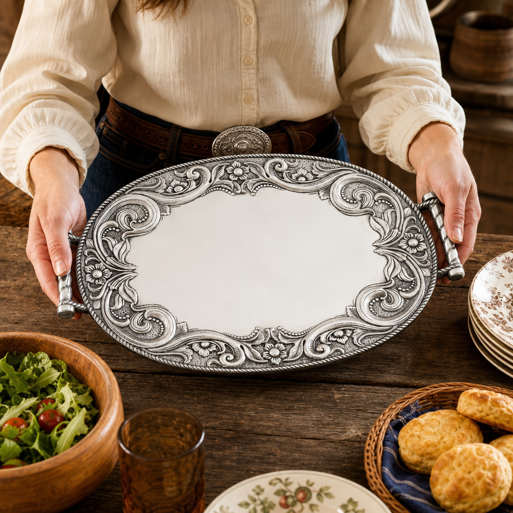 Western Leather Serving Tray