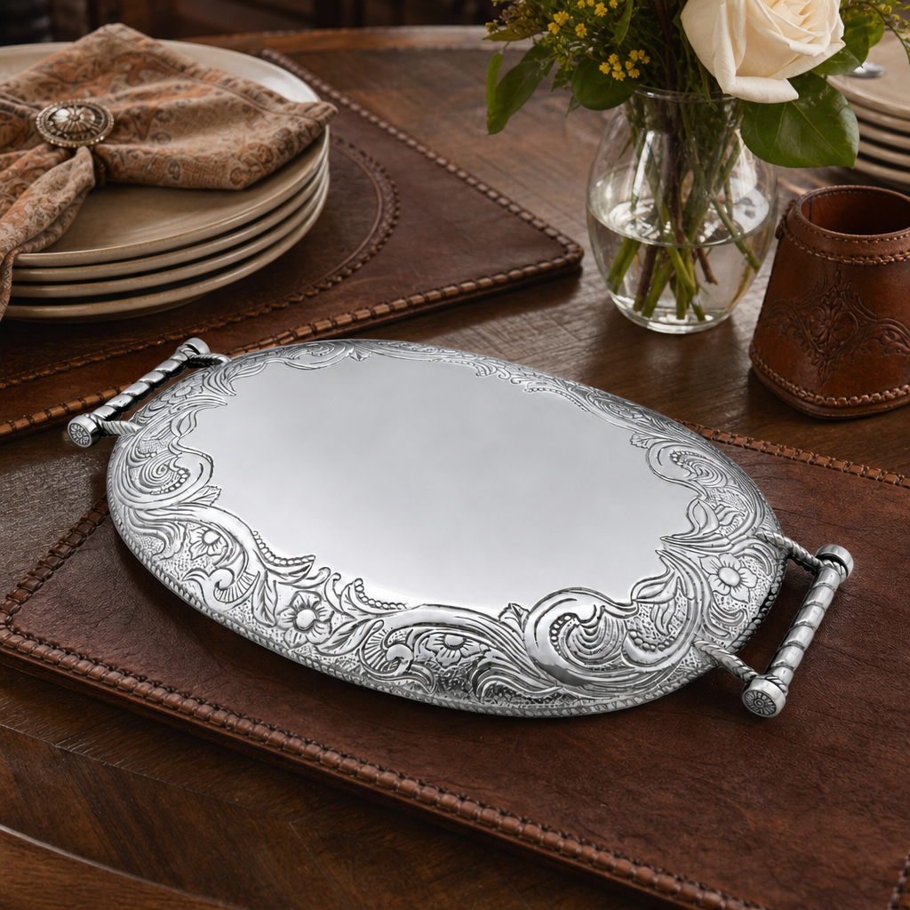 Western Leather Serving Tray