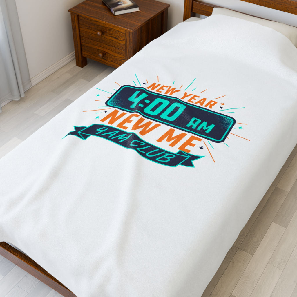 New Year 4:00 AM Club Velveteen Plush Blanket, holiday loungewear, festive novelty