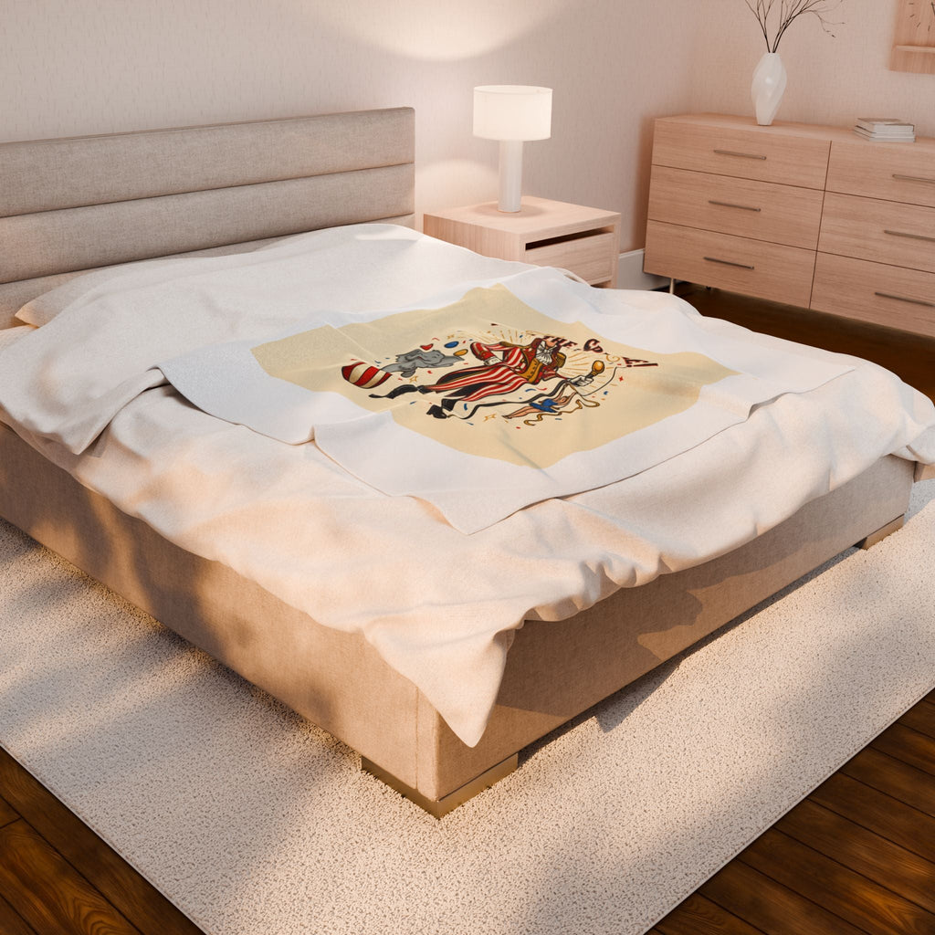 Join the Spectacle! Circus Ringmaster Velveteen Blanket | Vintage Carnival Design, Camp Circus Aesthetic