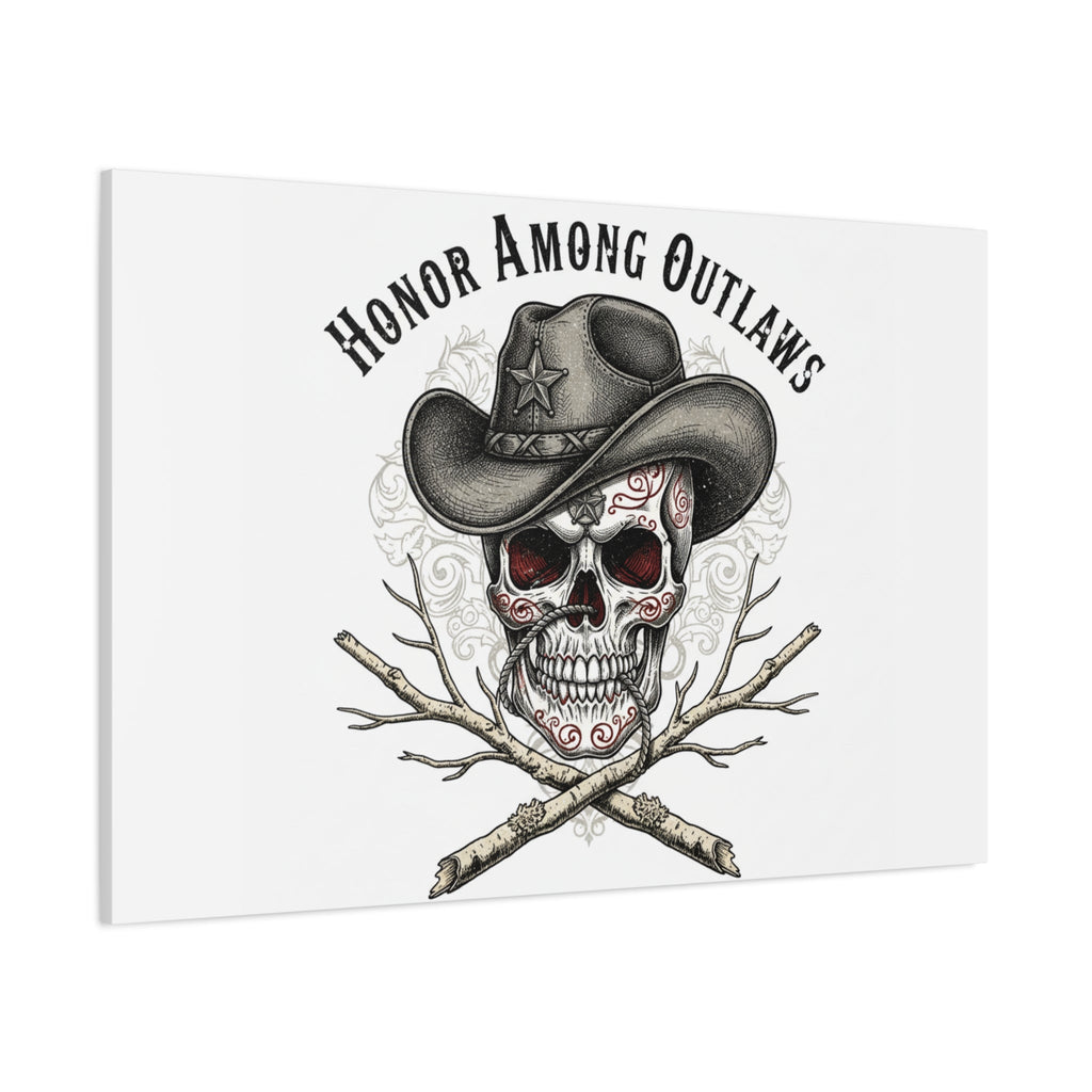 Honor Among Outlaws Canvas | Western Skull Art, Gothic Americana Desert Noir