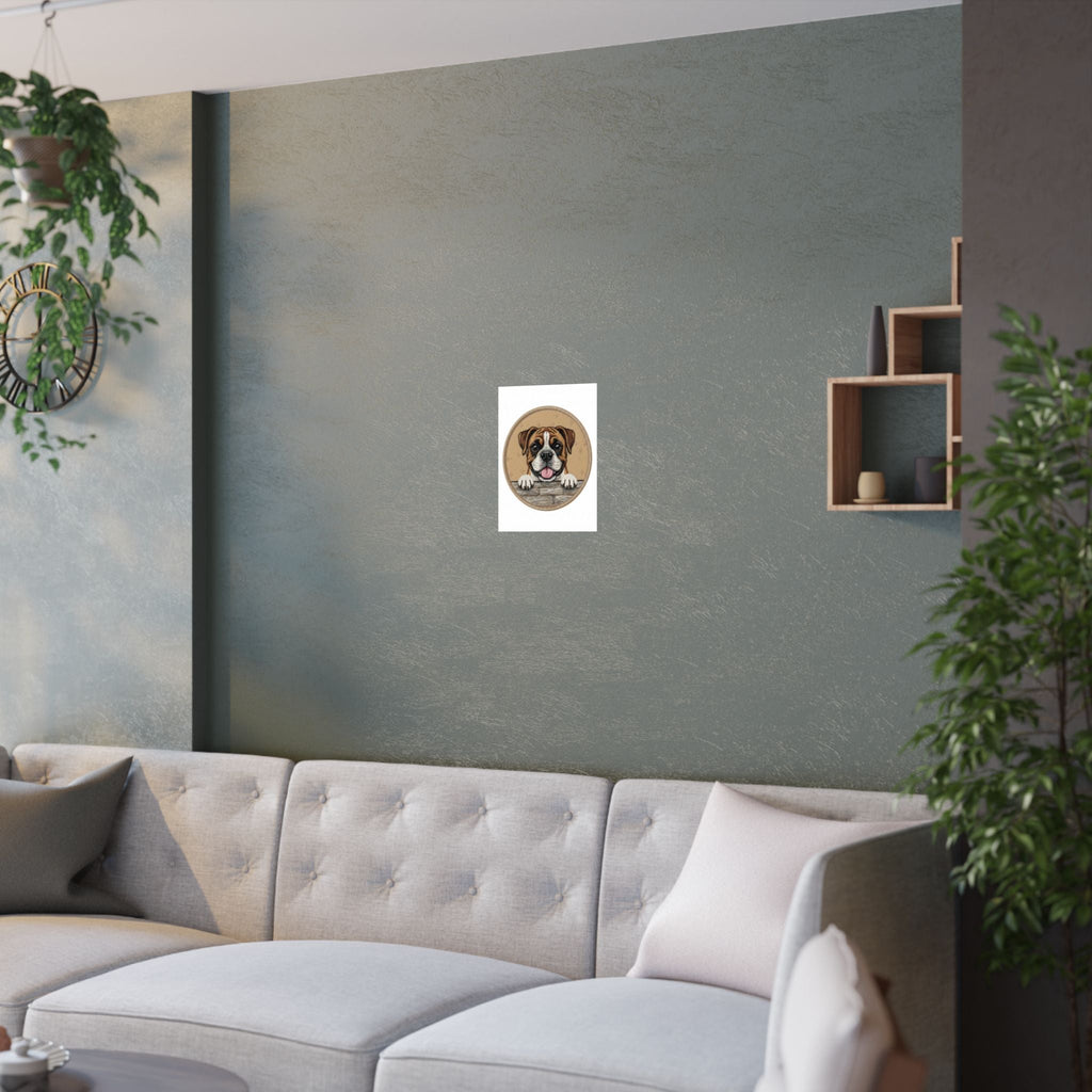 Boxer Dog Satin Poster — Cute Smiling Pup Wall Art