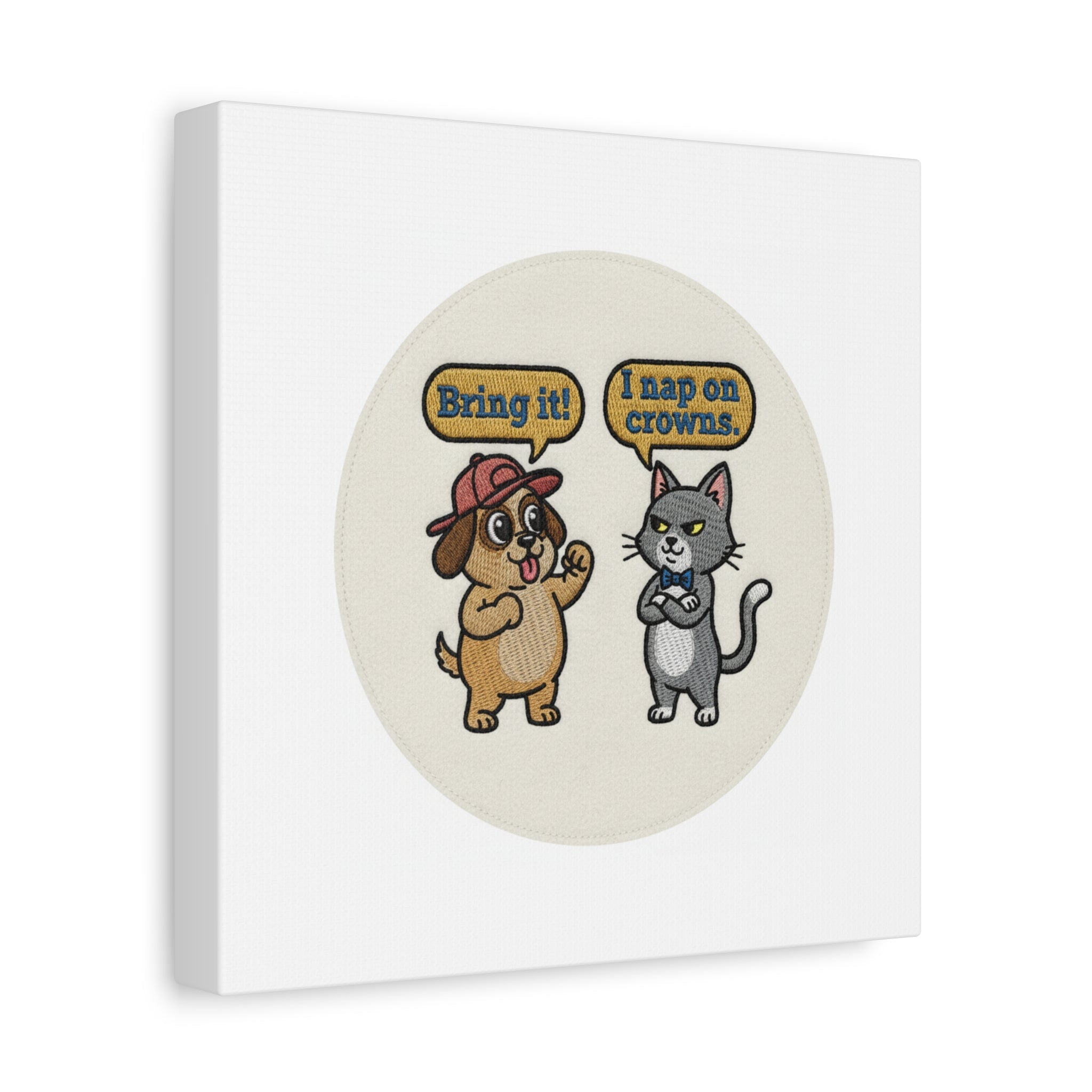 Funny Cat vs Dog Canvas | Pet Rivalry Wall Art