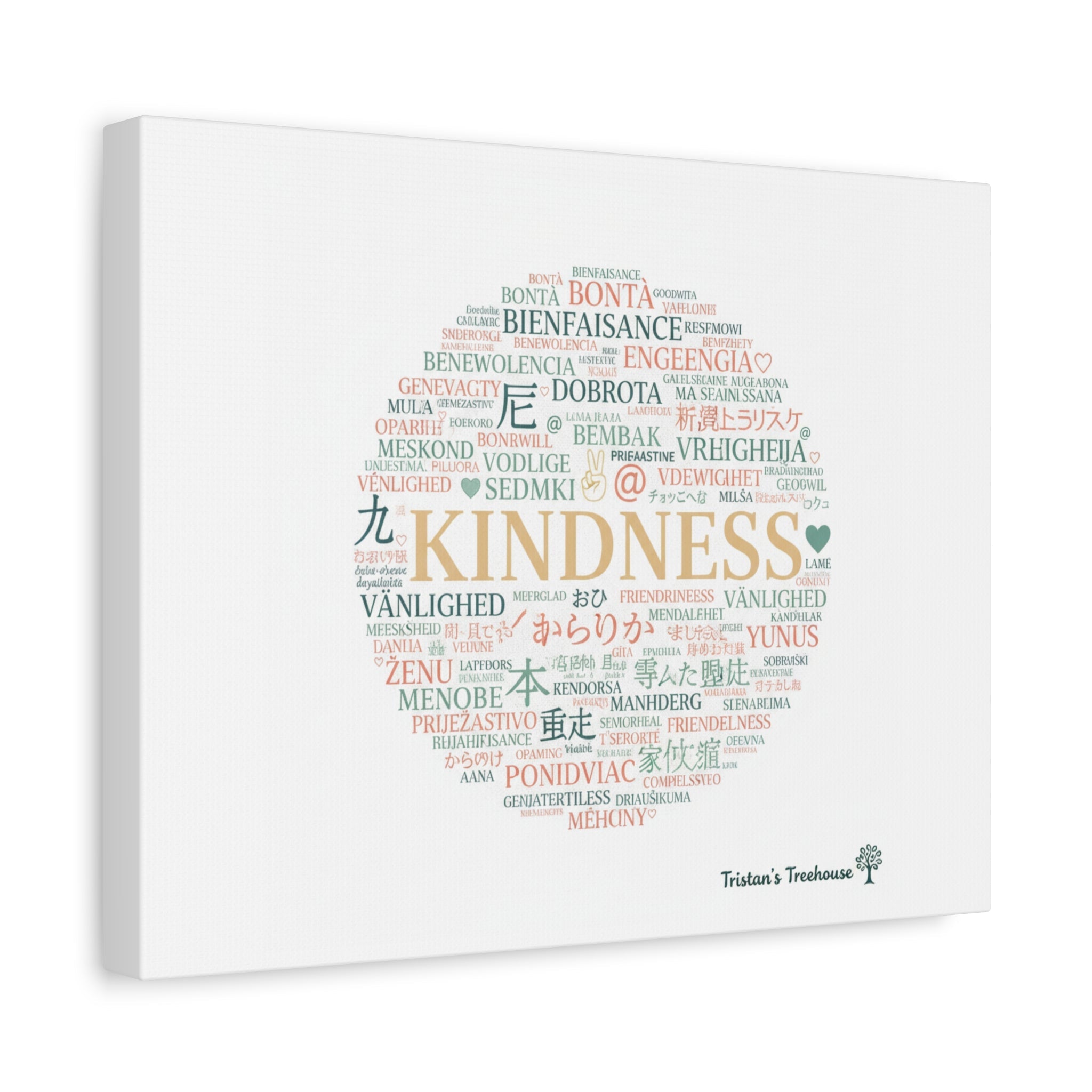 Kindness Word Cloud Canvas | Fresh Start Minimalist Wall Art