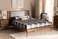 Baxton Studio Regis Modern and Contemporary Transitional Light Grey Fabric Upholstered and Walnut Brown Finished Wood Queen Size Platform Bed