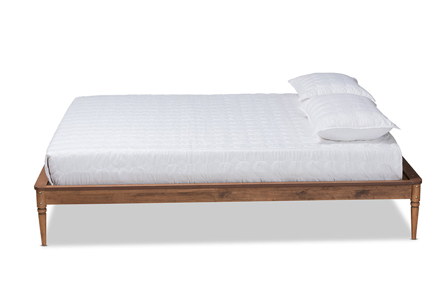 Baxton Studio Tallis Classic and Traditional Walnut Brown Finished Wood Full Size Bed Frame