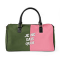 Je Ne Sais Quoi Leather Travel Bag – Pink & Olive Weekender Duffle
