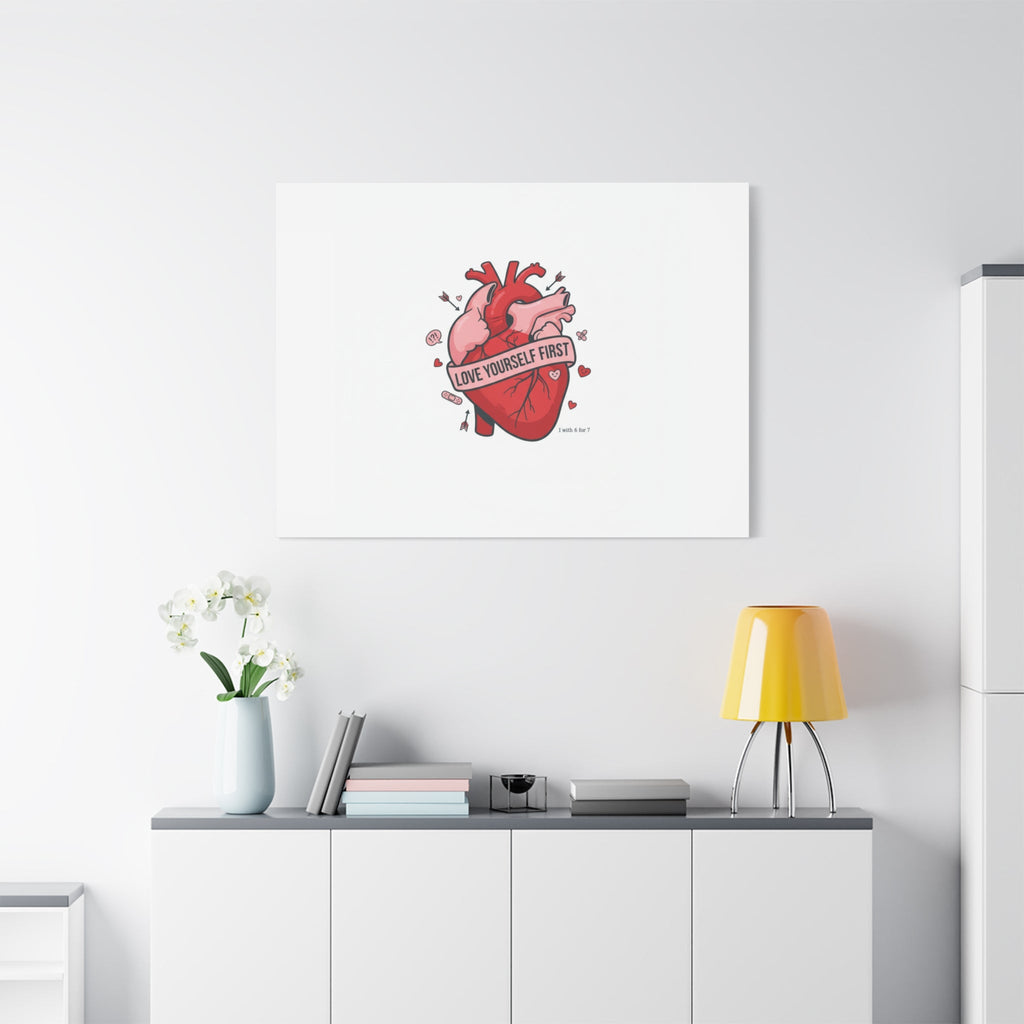 Love Yourself First Canvas, Hearts-with-a-Twist, Anti-Valentine Art