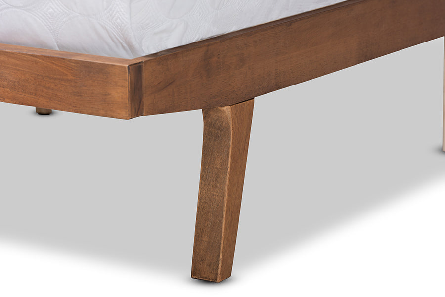 Baxton Studio Jarlan Modern and Contemporary Transitional Grey Fabric Upholstered and Walnut Brown Finished Wood Full Size Platform Bed