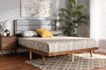 Baxton Studio Jarlan Modern and Contemporary Transitional Grey Fabric Upholstered and Walnut Brown Finished Wood Full Size Platform Bed