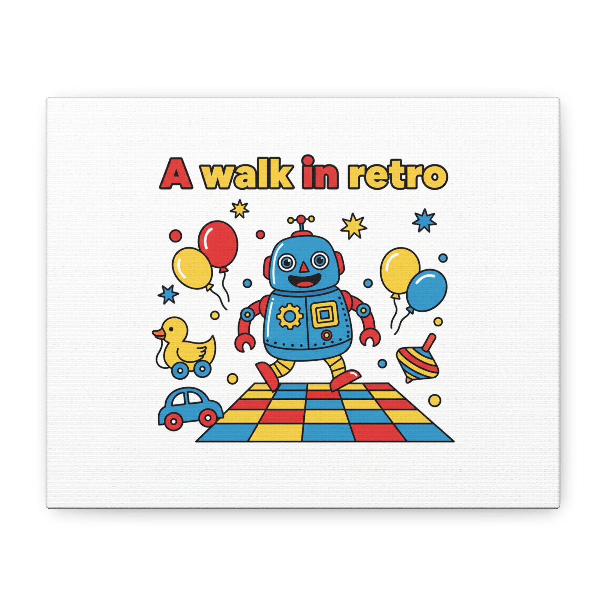 Retro Toy Robot Canvas | Throwback Kid, Primary Color Nostalgia