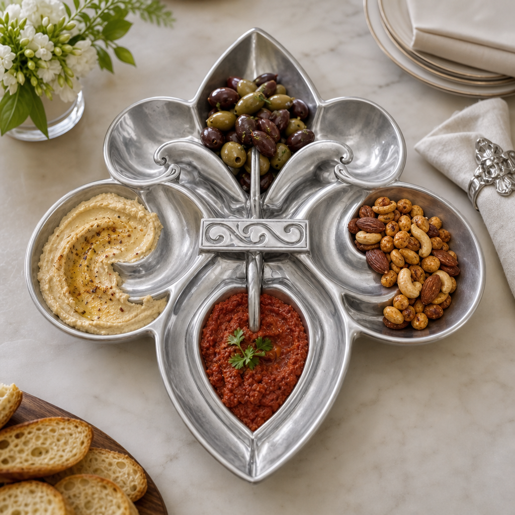 Fleur De Lis Serving Bowl 4 Compartment