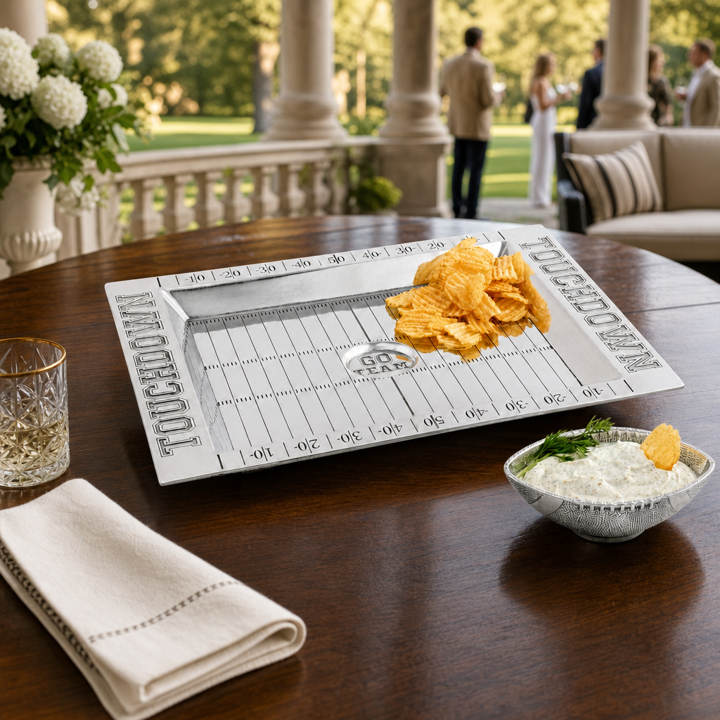 Football Field Chip and Dip Tray and Bowl