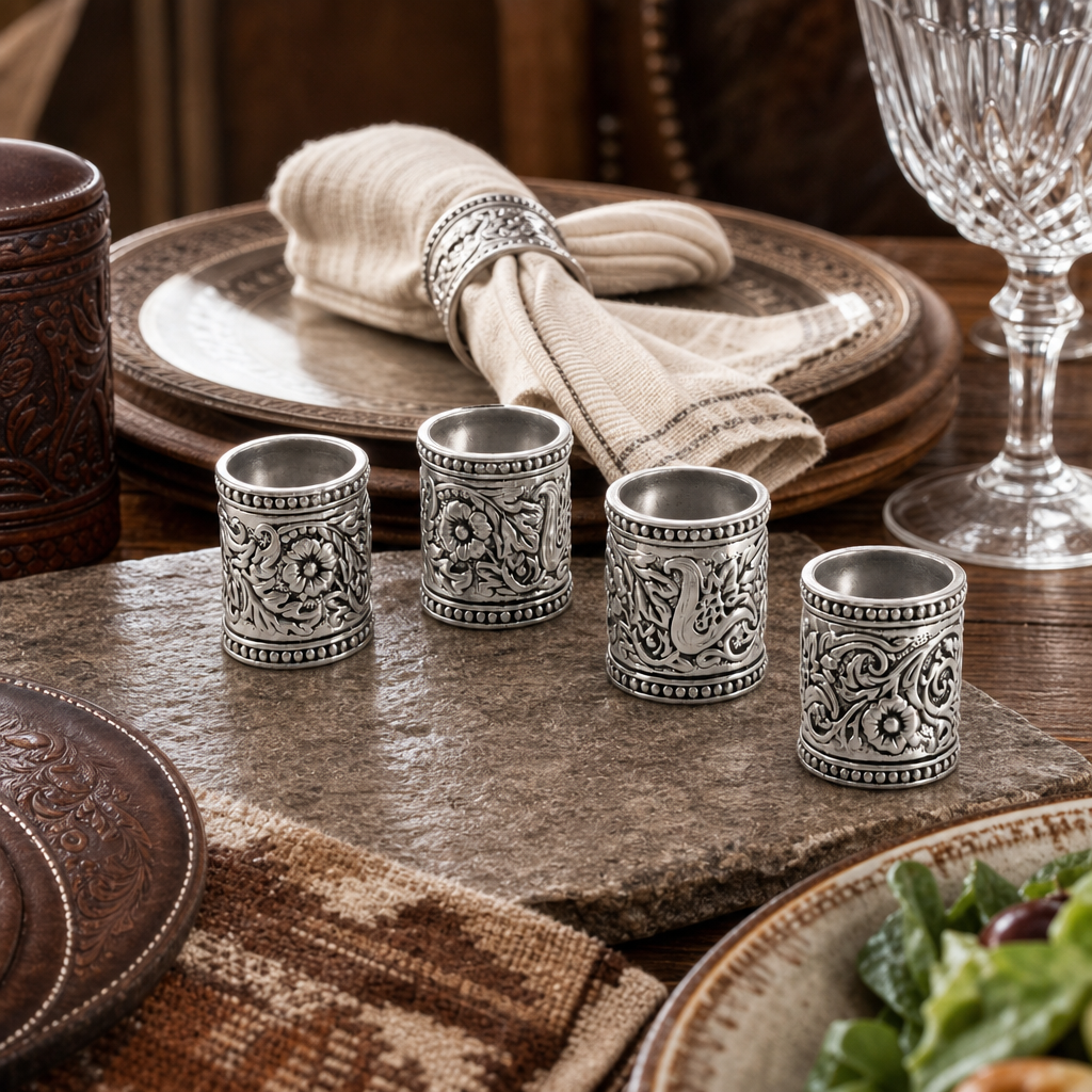 Concho Pattern Napkin Rings Set of 4