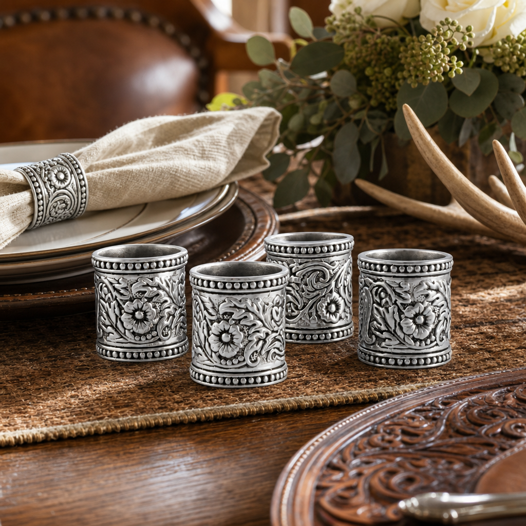 Concho Pattern Napkin Rings Set of 4