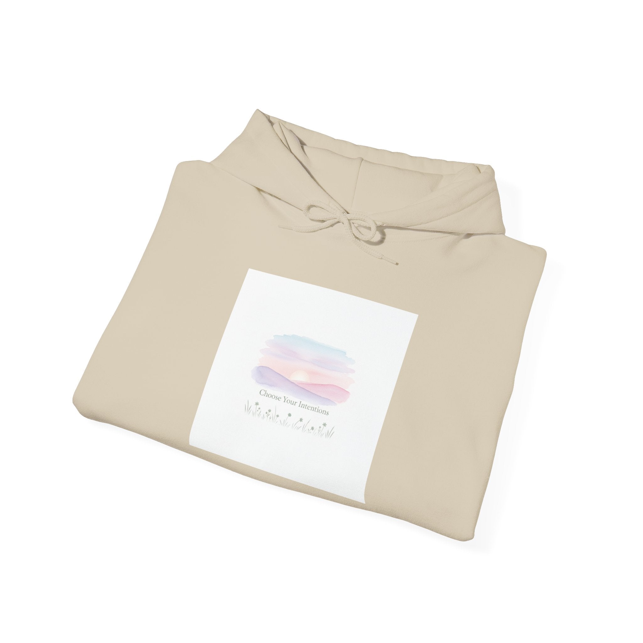 gentle intentions hoodie | soft wellness, mindful resolution art