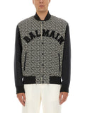 Balmain Men Monogrammed Varsity Jacket With Patches