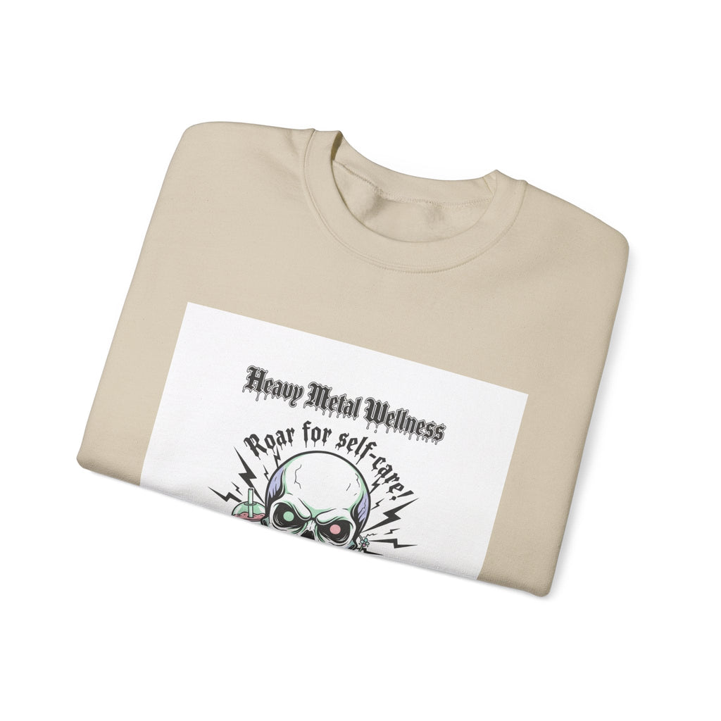 Heavy Metal Wellness Skull Crewneck Sweatshirt | metal font shirt, gothic wellness quote