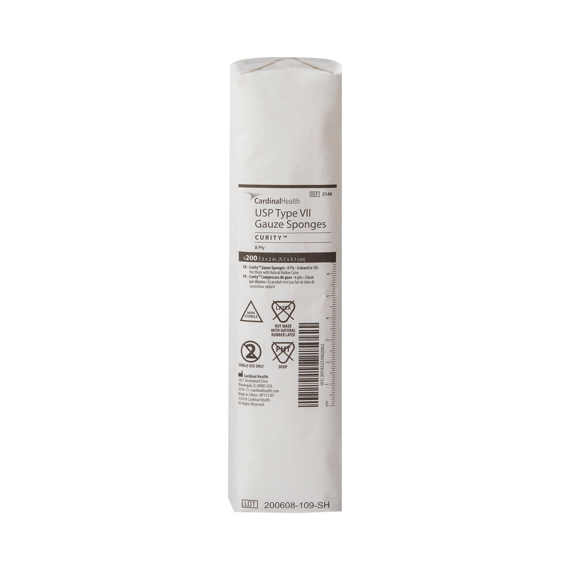 Curity™ USP Type VII Gauze Sponge, 2 x 2 Inch, 8-Ply 2146-