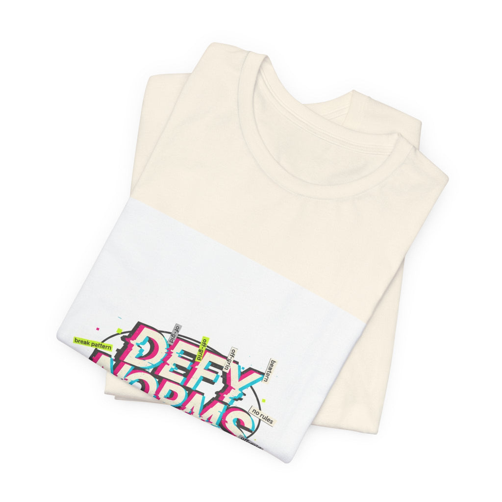Defy Norms glitch font tee | anti-aesthetic, chaotic design shirt