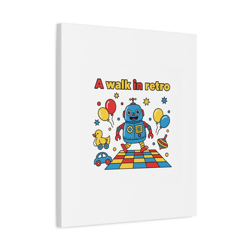 Retro Toy Robot Canvas | Throwback Kid, Primary Color Nostalgia