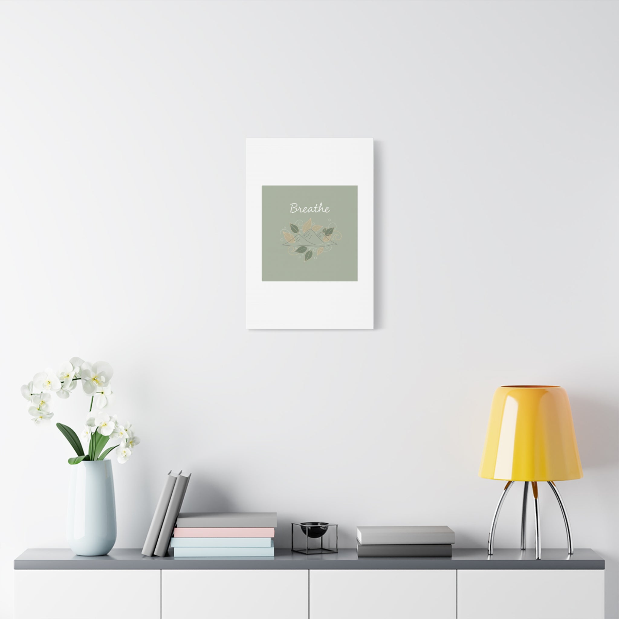 Breathe Mountain Line Canvas | Nature Symbols, Minimal Forest Wall Art